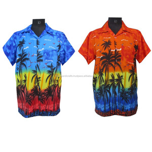 Vêtements de plage imprimés par sublimation avec logo Vêtements de plage à séchage rapide Satin Polyester Col boutonné Manches courtes Chemise hawaïenne pour homme - Product Image 1