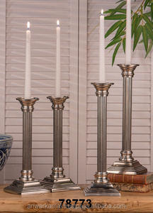 Portavelas de columna de Base cuadrada de latón plateado decoración del hogar artículo de actividades religiosas - Product Image 2