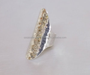 Anillo martillado de plata esterlina con ajuste de barra para regalo de compromiso de aniversario de boda - Product Image 3