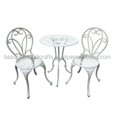 Weißmetall-Gartenmöbel, Bistro-Set, Gartenmöbel