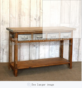 Mobilier industriel et vintage pour la maison Bois de récupération Mobilier de salon Table console avec 2 tiroirs - Product Image 1