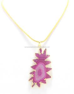Piedra preciosa Druzy Rosa natural galvanizada con collar de joyería hecho a mano chapado en oro regalo para su colgante - Product Image 3
