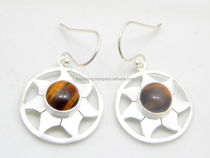 New Arrival Handmade 925 Sterling <b>Silver</b> <b>Drop</b> <b>Earrings</b> Fine Tiger's Eye Natural Gemstone Perfect Gift for Her - Product Image 3
