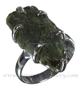 Moldavite หยาบขายส่งเงินแหวนพลอย - Product Image 1