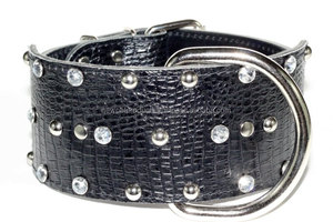 Collier de luxe ajustable en cuir souple et respirant classique pour chiot et chien Boucle en alliage imperméable et résistante Rivet de décoration d'entraînement - Product Image 3