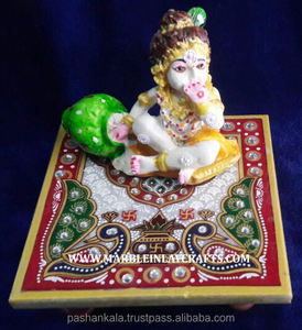 Cuadro Dorado de Bal Gopal en Mármol, Krishna Chowki - Product Image 1