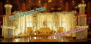 เวทีมหาราชาแต่งงานในเอเชียพร้อมเสาคริสตัลเวทีคริสตัลแต่งงานเฟรมฉากหลังไฟเบอร์แต่งงาน - Product Image 6