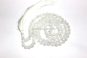 Collier fait à la main en pierre naturelle de 8mm, Chakra, pierre de lune blanche, 108 perles rondes, gland, bijoux de Yoga, Mala noué - Product Image 3
