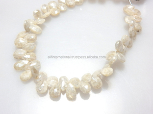 Briolette Facettes Poire Gouttes Blanc Silverite Gemstone Perles - Product Image 3