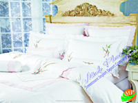 Ensemble de housse de couette brodée de luxe - 100% coton, style uni, literie pour hôtel et mariage