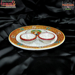 พระพิฆเนศทำด้วยมือหินอ่อน Pooja Thali อินเดียงานแต่งงานโปรดปราน - Product Image 6