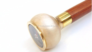 Diseñador náutico Brújula de latón Bastón para caminar Bastón de madera marrón Diseño antiguo Bastón para caminar 36 "pulgadas Calvin Handicraft - Product Image 5