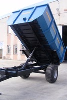 Remorque agricole à benne basculante pour fumier, grande capacité 6 tonnes, rouge et bleue, à simple essieu, semi-remorque en acier
