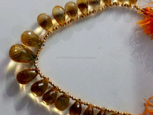 Certificado 100% Citrino Natural Piedra preciosa suelta Facetada Gota de lágrima Forma de briolette Cuentas de piedra semipreciosas al por mayor de alta calidad - Product Image 2