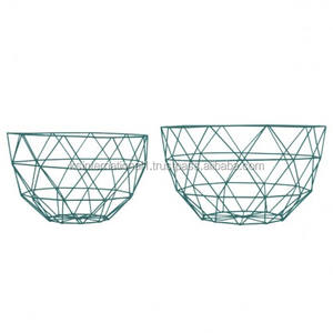 Green Powder Coated Round Shape Metal <b>Wire</b> <b>Basket</b> - Product Image 1