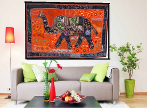 <strong>Elephant</strong> Patch Work <strong>Vintage</strong> Tapestry-<strong>Elephant</strong> Theme Wall Hanging- Tapestry Indian Handmade Beaded Embroidered Work Wall Piece - Product Image 4