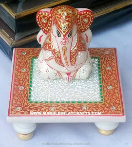 Marbre Peint Chowki Ganesha Cadeau Articles - Product Image 1