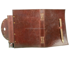 Journal de notes en cuir véritable brun fait à la main 100% couverture souple journal pour homme et femme avec crayon en bois et Pages blanches vierges - Product Image 3