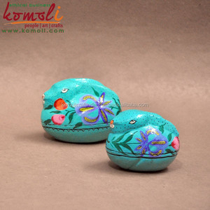 Turquois handmade hand painted rabbit shape paper mache animals wedding favor <b>gift</b> <b>box</b> - Product Image 4