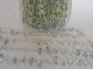 Aguamarina Chips de piedras preciosas Cadena de cuentas - Product Image 2