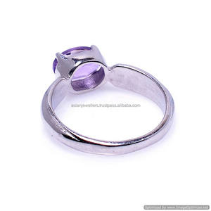 Stylish Sterling Silver <b>Fine</b> <b>Ring</b> with Natural Amethyst Gemstone for Wedding Engagement Gift Party or Anniversary - Product Image 2
