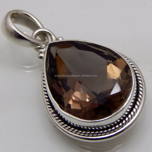 Joyería de boda de estilo religioso para mujer de Plata de Ley 925, colgante Natural de cuarzo ahumado atractivo, colgantes de moda - Product Image 1