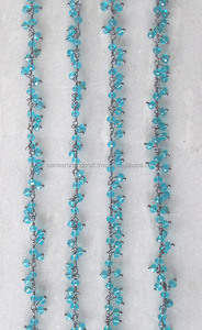 Attractive Topaz <b>Wire</b> Wrapped Black Rhodium Beaded Cluster Natural Multi Gemstone Jewelry Rosary Coin Charm Chain - Product Image 3