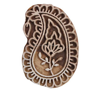 Bloque de impresión de madera floral vintage Tablón de madera Bloques de madera Artesanía - Product Image 1