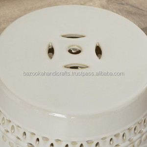 Table d'appoint en métal dernier modèle, table en métal blanc en forme de tambour, tabouret décoratif ou table d'appoint - Product Image 5