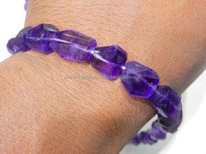 100% cuentas de piedra de amatista natural pepitas de corte escalonado Color púrpura 10-17mm tamaño cuentas baratas - Product Image 5