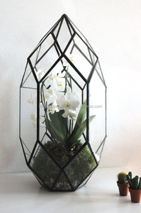 Lanterne géométrique en métal avec panneaux en verre pour décorations de mariage en extérieur, design imperméable - Product Image 3