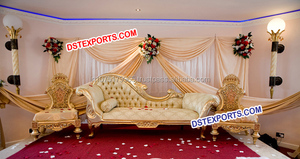 Canapé à dossier haut avec deux places, motif harry potter, luxueuse ensemble en métal et laiton, idéal pour un mariage indien - Product Image 3