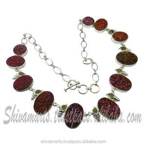 Fabuloso diseño Druzy collar de piedras preciosas indio hecho a mano sólido 925 joyería de plata esterlina rodio ancla patrón regalo de compromiso - Product Image 2