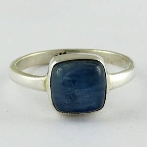 Anillo de Plata de Ley 925 con forma cuadrada, joyería hecha a mano de kyanita - Product Image 2