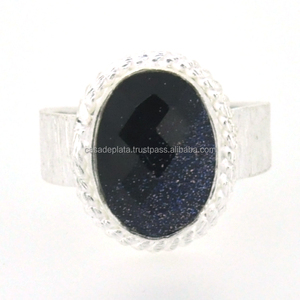 Oval Shape Blue Sand Gemstone 925 Sterling Silver Ring Jewelry Low Price
