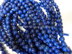 Perles à billes rondes naturelles en Lapis Lazuli Chaînes en acier inoxydable poli et lisse pour cadeau de collier de bijoux de mode - Product Image 4