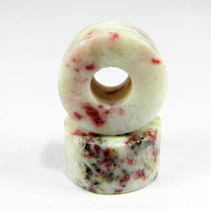 Cuentas de piedras preciosas de cinabrio de 14x8x5mm redondas lisas planas con agujero grande para joyería en el - Product Image 2