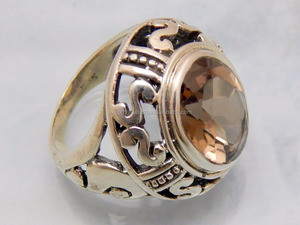 แหวนแต่งงานแบบคลาสสิก925สำหรับผู้หญิงแหวนแฟชั่นที่ผ่านการรับรองจาก CMA พลอยควอทซ์สโมคกี้น่ารัก - Product Image 2