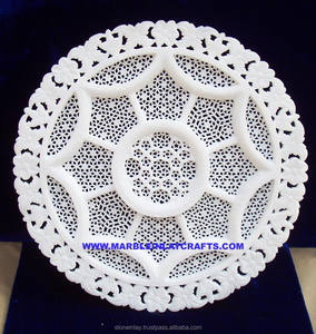Belle plaque ronde de sculpture en marbre blanc avec la meilleure qualité pour la décoration de la maison et de l'hôtel Importateur et exportateur indiens - Product Image 1