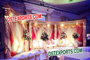 Best Crystal Wedding Stage Decoration New Design Brass Metal Pillars Stage With Sofa Customised Good Selling Luxurious Event USA - Product Image 5