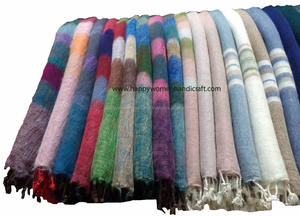 Nepali Blanket-<b>Shawl</b> with Stripe (Yak <b>Shawl</b>) - Product Image 2