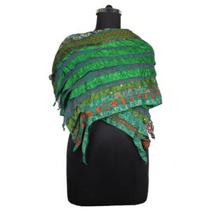 Vintage puro crepé Saree reciclado mujeres Sari tradición indio bufandas indio Sari parches bufanda Reversible rayas coloridas - Product Image 1