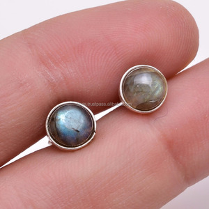 Boucles d'oreilles en argent sterling 925 avec pierres précieuses, fournisseur de bijoux en argent avec pierres précieuses Labradorite, exportateur de bijoux en pierres précieuses en argent antique - Product Image 1