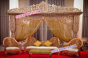Latest Indian Wedding Flower <b>Pillar</b> Stage New Wedding Carved Stage With Led <b>Lights</b> Gujrati Wedding Stage Events - Product Image 4