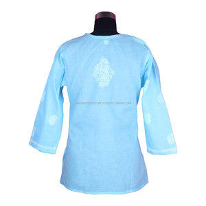 DR162 Chicken Embroidery Top/ Kurti Cotton Embroidery <b>Kurta</b> Tunic Cotton <b>Chikankari</b> Shirt Tunic Women Wear Embroidery Casual - Product Image 1
