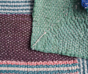 ผ้าห่ม Kantha หนาแบบอินเดียผ้าห่ม Kantha ลายทางทำด้วยมือแนววินเทจ - Product Image 4