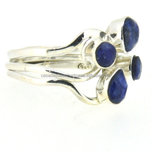Round & Pear Cut Sapphire Gemstone <b>Ring</b> 925 Sterling <b>Silver</b> <b>Silver</b> Plated Vintage Fashionable <b>Wedding</b> <b>Ring</b> for <b>Women</b> - Product Image 1