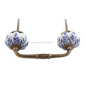 ตู้ลิ้นชักประตูแบบวินเทจลายสะพานใบไม้สีฟ้าทำด้วยมือที่จับลิ้นชักจำนวนมาก - Product Image 6