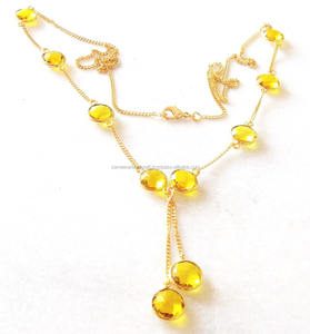 ชุดสร้อยคอจี้ควอทซ์สีเหลืองสำหรับงานแต่งงานลูกปัดแบบคลาสสิก - Product Image 6