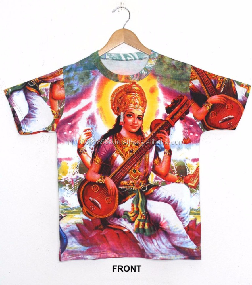 Unisex GODDESS Of knowledge Trinity Indian Saraswati Lakshmi & Parvati Tee Tshirt Shirt Hippie Dj Art T - Shirt shirt M / L / Xl